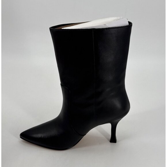 Lisa Vicky Women's Boots Black Leather Pointed Toe Stiletto Mid Calf Size 10 - Picture 8 of 13